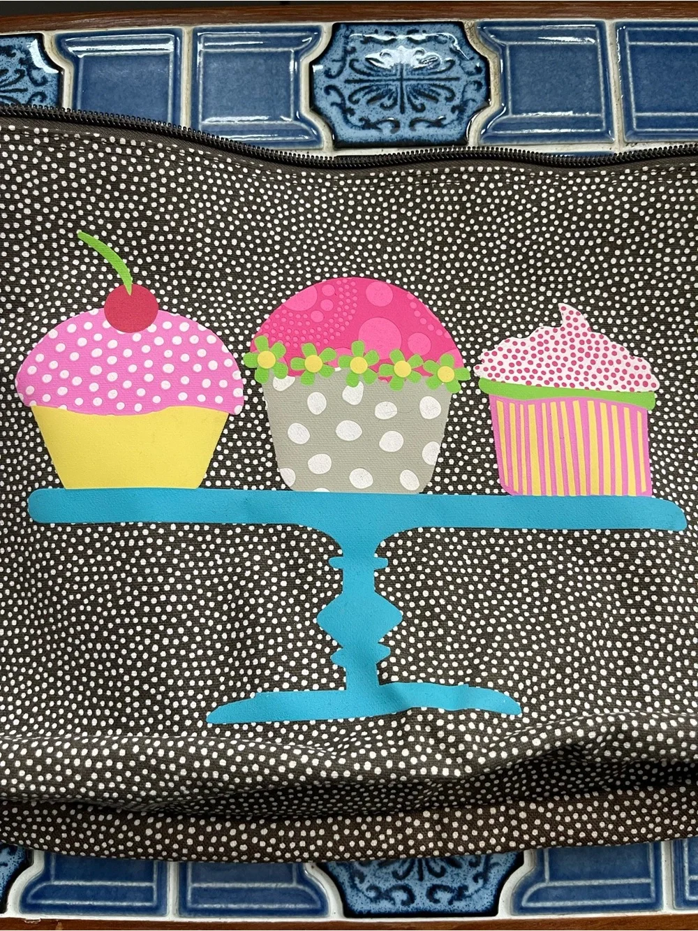 Thirty-one Cupcake Print Canvas Zipper Pouch
